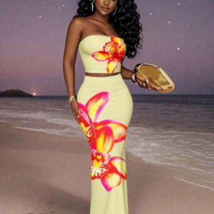 Slaydiva 2025 Ensemble débardeur et short à imprimé floral minimaliste casual pour le printemps/été, convient pour les vacances, les fêtes et la campagne