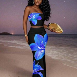 Slaydiva 2025 Ensemble débardeur et short à imprimé floral minimaliste casual pour le printemps/été, convient pour les vacances, les fêtes et la campagne