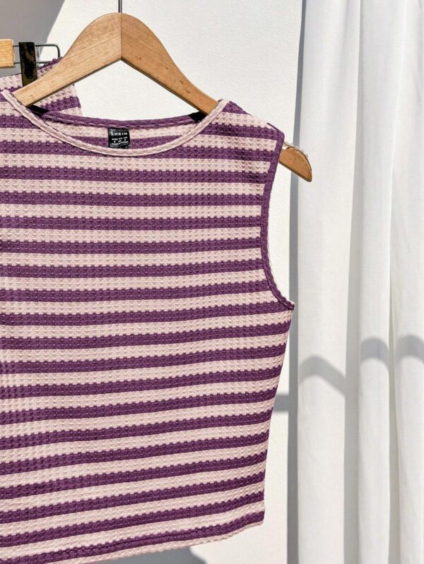 Comfortcana Ensemble 2 pièces débardeur et short rayés noir et blanc, décontracté pour l'été – Image 36