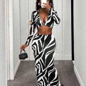 BamGleam Haut Et Jupe À Fleurs Pour Femme, Décolleté En V Profond