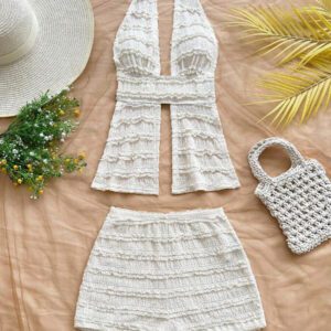 Soleia 2 pièces/set Top à fines bretelles et short minimaliste unicolore pour femme, sexy