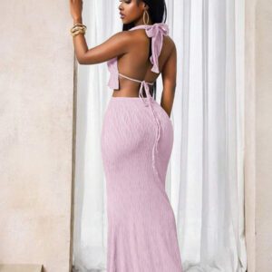 BamGleam Ensemble sexy moulant avec Top bustier texturé découpé et mini-jupe pour femmes