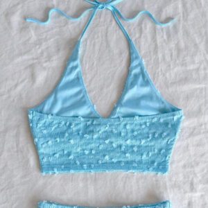 Soleia 2 pièces/set Tenue de vacances pour femme - Top à fines bretelles et short en maille texturée jaune pâle de style romantique campagnard doux et mignon, ensemble bohème, boho, floral romantique
