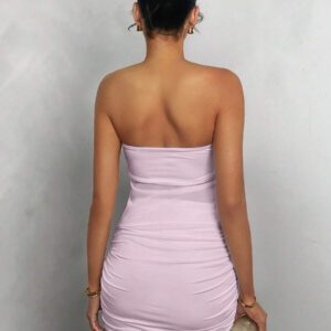 Glamine 2 ensembles de pièces Ensembles de corps transparents plissés de couleur blanche sexy sans manches. Ensembles pour sortir, pour l'anniversaire, pour les fêtes de vacances. Tenues de soirée pour femmes, robes femmes, robes courtes femmes