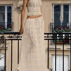 Robe longue à volants en mousseline d'abricot, avec garniture en dentelle, dos nu, ensemble de 2 pièces romantique et élégant pour femmes, pour Halloween, fête, gothique, mariage
