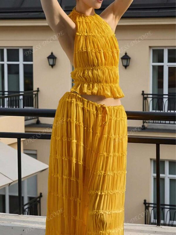 Robe longue à volants en mousseline d'abricot, avec garniture en dentelle, dos nu, ensemble de 2 pièces romantique et élégant pour femmes, pour Halloween, fête, gothique, mariage – Image 31
