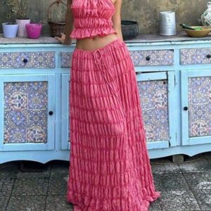 Robe longue à volants en mousseline d'abricot, avec garniture en dentelle, dos nu, ensemble de 2 pièces romantique et élégant pour femmes, pour Halloween, fête, gothique, mariage