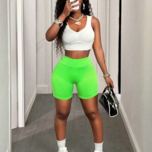 Zolique Short Cycliste Unicolore Taille Haute