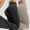 Studio SHEIN Sport 2 pièces Leggings de sport pour femmes, leggings côtelés, leggings pattes d'éléphant, leggings côtelés épais, leggings tricotés, pantalon de yoga