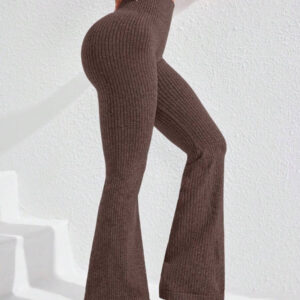 Studio SHEIN Sport 2 pièces Leggings de sport pour femmes, leggings côtelés, leggings pattes d'éléphant, leggings côtelés épais, leggings tricotés, pantalon de yoga