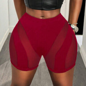 BamGleam Leggings courts sexy en tulle transparent et patchwork