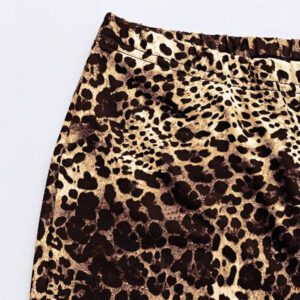 Flirla 1 pièce Pantalon corsaire de compression pour femme avec imprimé animal, short de cyclisme décontracté respirant à motif léopard. Article de mode, leggings courts (motif aléatoire)