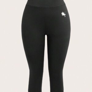 SHEIN EZwear 2 pièces Pantalons capri moulants pour femmes, noir et blanc, décontractés pour l'été
