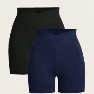 SHEIN LUNE Ensemble de leggings de style moulant pour femmes, tricoté uni et décontracté pour tous les jours