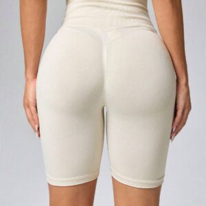 DAZY Leggings courts plissés de couleur unie, ajustés et décontractés pour femmes, shorts de moto