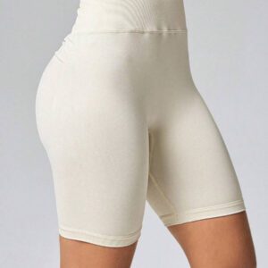 DAZY Leggings courts plissés de couleur unie, ajustés et décontractés pour femmes, shorts de moto