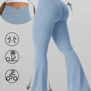 Pantalon de yoga évasé en tricot de couleur unie pour femmes, collants affinants taille haute, leggings de fitness élastiques pour la gym, l'entraînement, la course et les sports de plein air, respirants et séchage rapide