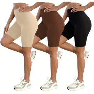 SHEIN SXY 3 paquets de leggings pour femme, confortables et doux pour le yoga, le fitness, le cyclisme et le port quotidien