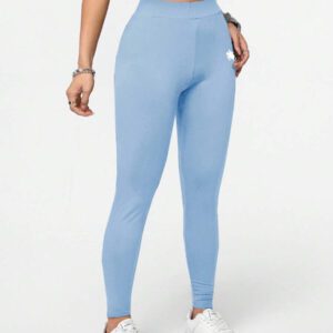 SHEIN Essnce Leggings longs slim à taille haute avec graphique de sport équestre, convient pour le printemps et l'été