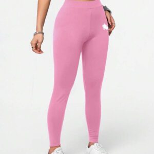 SHEIN Essnce Leggings longs slim à taille haute avec graphique de sport équestre, convient pour le printemps et l'été