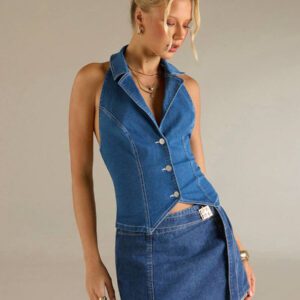 Forever 21 Top de festival de musique en jean vintage