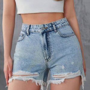 Short En Jean Déchiré Effiloché