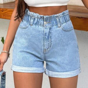 SHEIN PETITE Shorts 100% coton rigides avec bande élastique détaillée