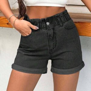SHEIN PETITE Shorts 100% coton rigides avec bande élastique détaillée
