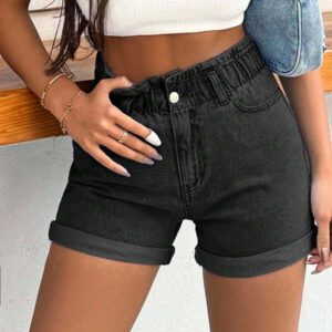 SHEIN PETITE Shorts 100% coton rigides avec bande élastique détaillée