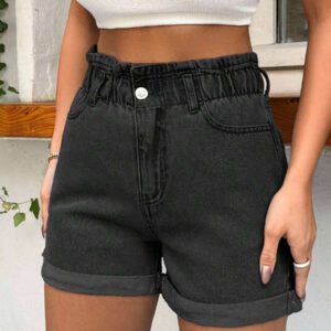 SHEIN PETITE Shorts 100% coton rigides avec bande élastique détaillée