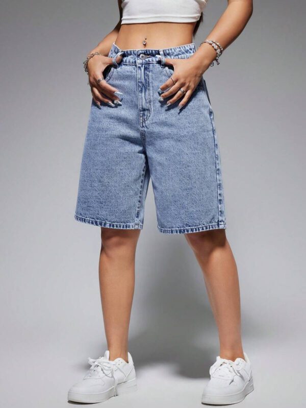 SHEIN EZwear Short en jean ample avec poches et motif de branches pour femme – Image 6