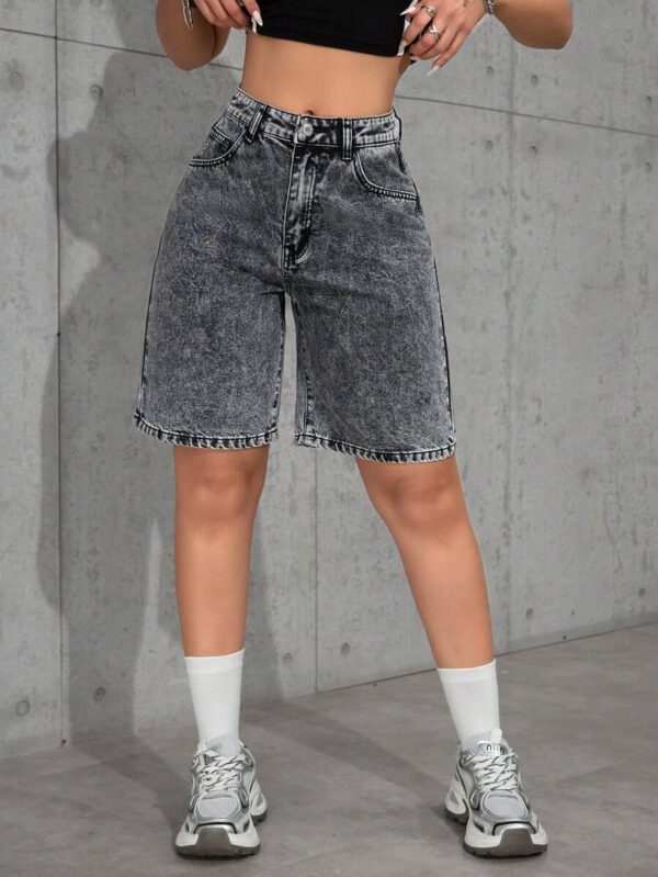 SHEIN EZwear Short en jean ample avec poches et motif de branches pour femme – Image 33