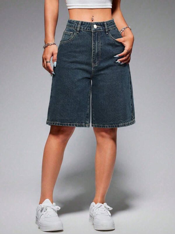 SHEIN EZwear Short en jean ample avec poches et motif de branches pour femme – Image 42