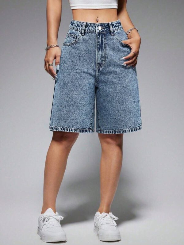 SHEIN EZwear Short en jean ample avec poches et motif de branches pour femme – Image 62