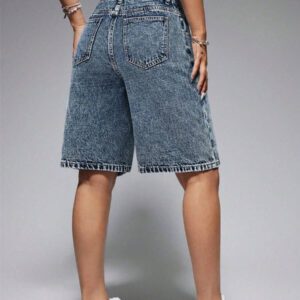 SHEIN EZwear Short en jean ample avec poches et motif de branches pour femme