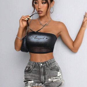 SHEIN PETITE Short en jean décontracté pour femmes avec poches et bas effiloché