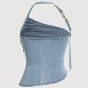 SHEIN MOD Débardeur casual en jean extensible pour femme, débardeur pour la Saint-Valentin, hauts courts pour femme, hauts de printemps pour brunch