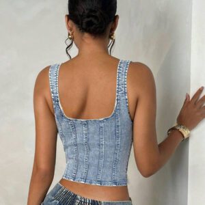 SHEIN BAE Blouse en denim casual pour femmes, convient pour l'été