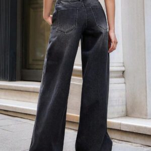 RueChic FEMMES JEAN TAILLE BASSE JAMBE LARGE TAILLE ÉLASTIQUE JEUNE