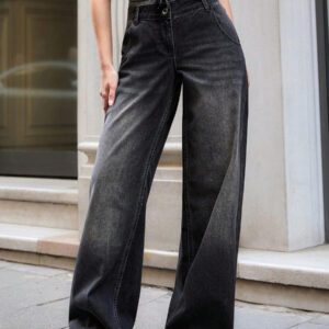 RueChic FEMMES JEAN TAILLE BASSE JAMBE LARGE TAILLE ÉLASTIQUE JEUNE