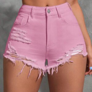 SHEIN PETITE Short En Jean Déchiré Effiloché
