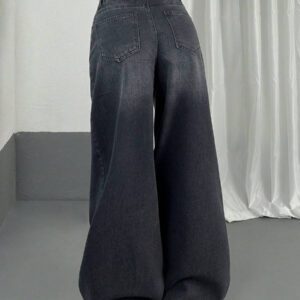 SHEIN JEANS FEMMES À TAILLE BASSE Y2K À JAMBE LARGE AVEC POCHES OBLIQUES