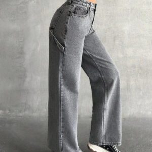 SHEIN Jean de Charpentier à taille haute et jambes droites