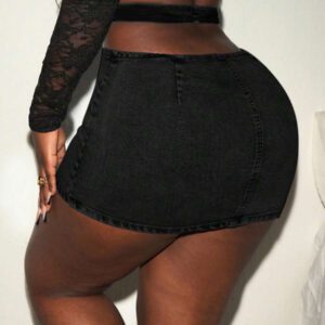 Slaydiva Jupe moulante en jean avec design de fermeture éclair et échancrure à la taille pour femmes