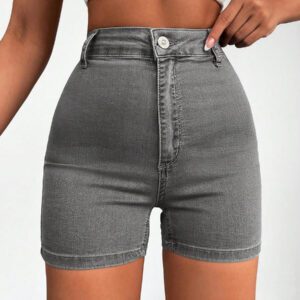 SHEIN Short taille haute en jean lavage moyen