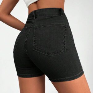 SHEIN Short taille haute en jean lavage moyen