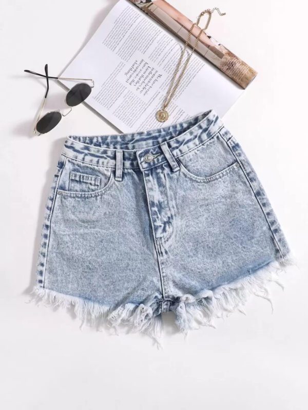 SHEIN EZwear Short en jean effiloché pour femme, pour l'été – Image 2