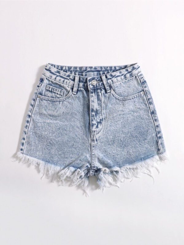 SHEIN EZwear Short en jean effiloché pour femme, pour l'été – Image 5