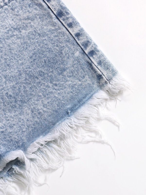 SHEIN EZwear Short en jean effiloché pour femme, pour l'été – Image 6