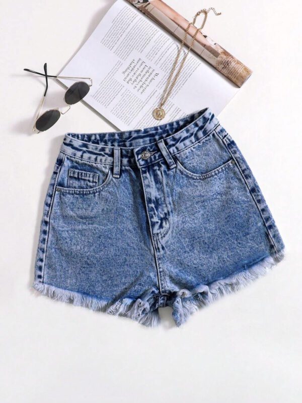 SHEIN EZwear Short en jean effiloché pour femme, pour l'été – Image 7